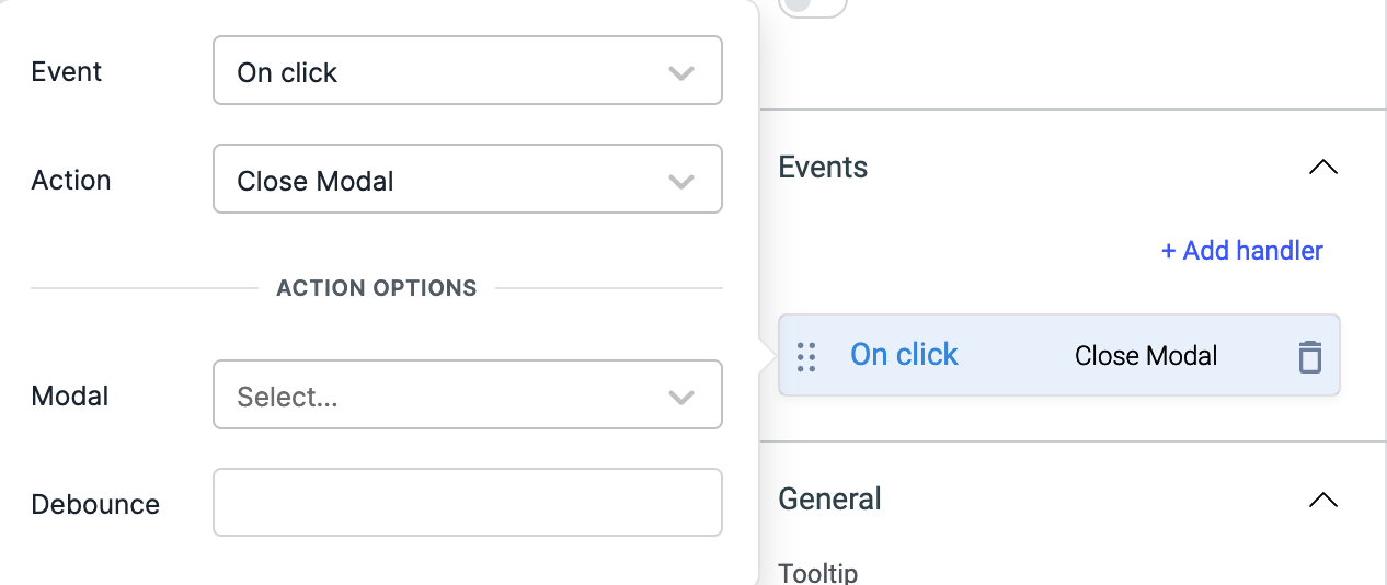 ToolJet - Action reference - Close modal