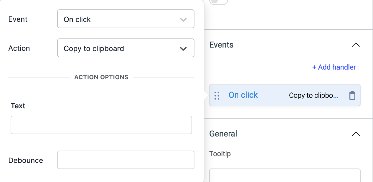 ToolJet - Action reference - Copy to clipboard