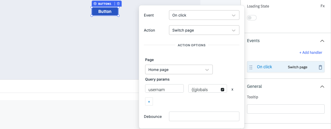 ToolJet - Action Reference - Page Switching