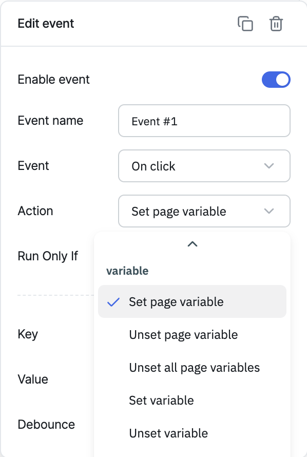 ToolJet - Action reference - Set Page Variable