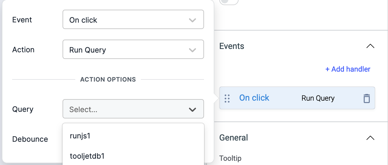 ToolJet - Action reference -  Run Query