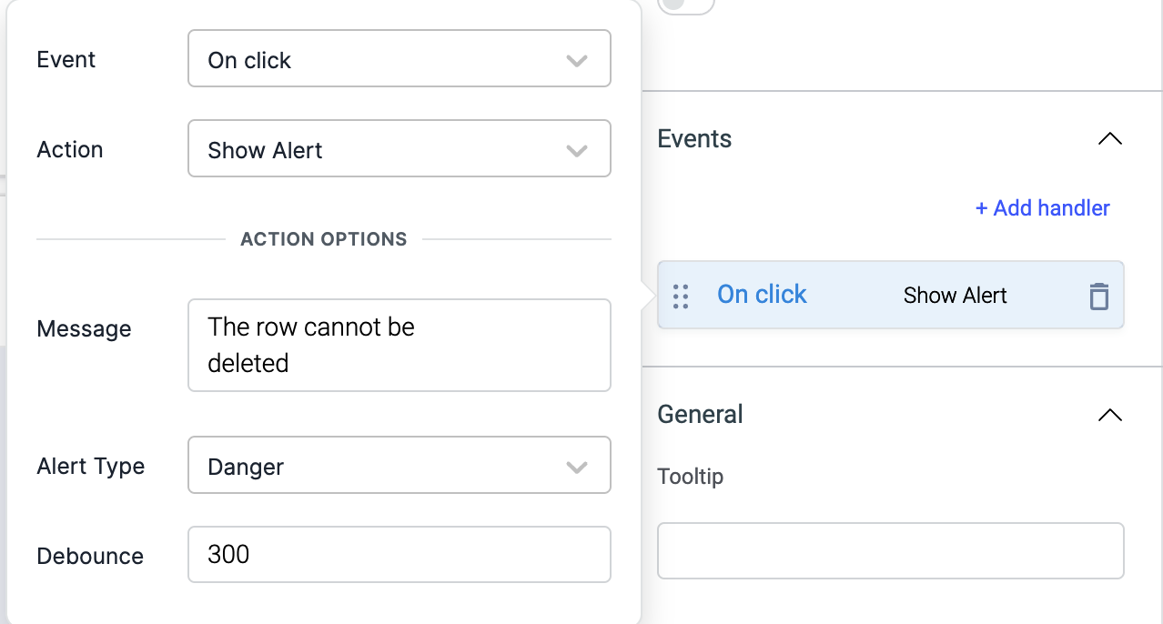 ToolJet - Action reference -  Show Alert