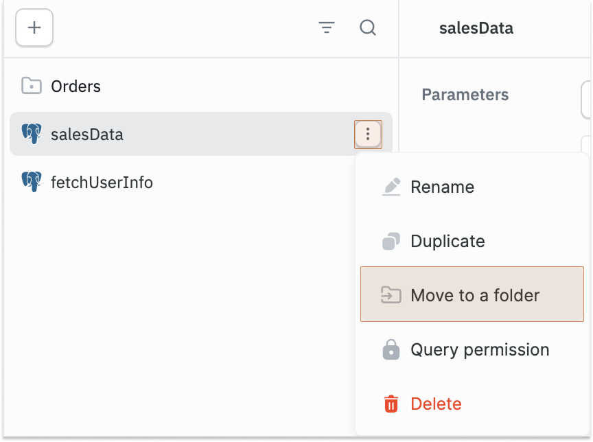 App Builder: Add query to folder