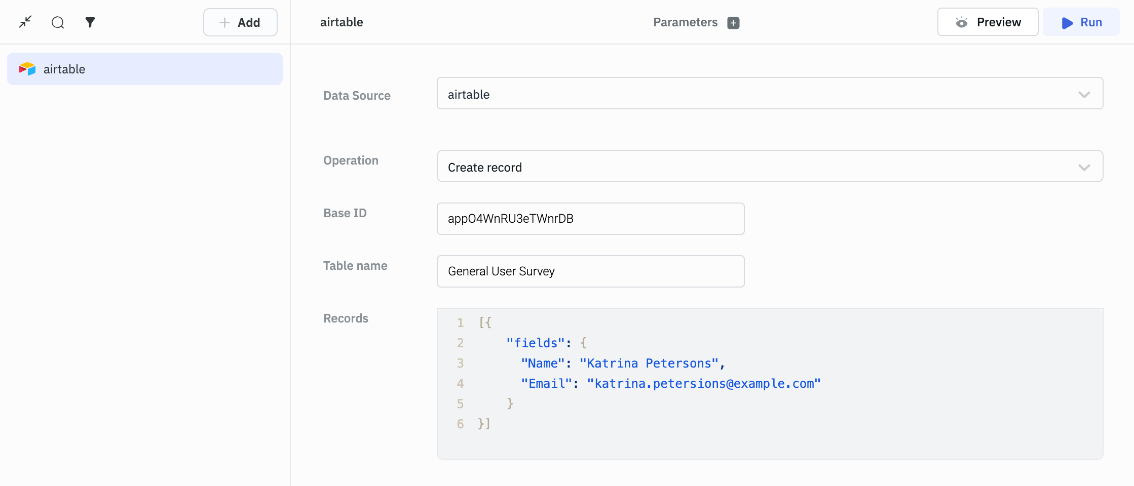 Airtable Create Record Query