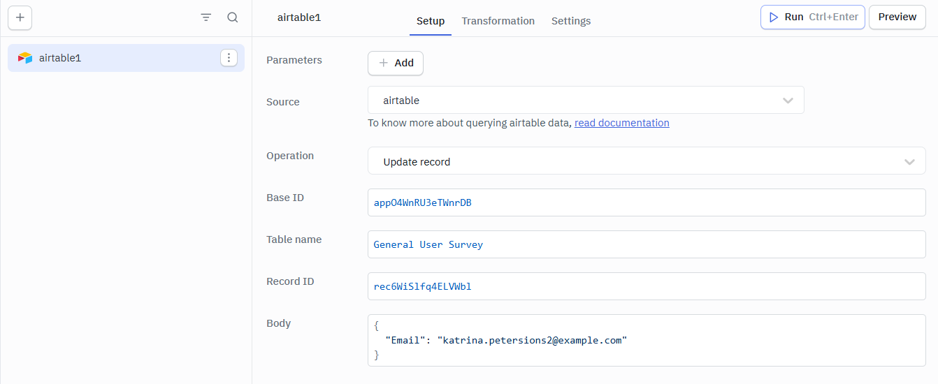 Airtable Update Record Query