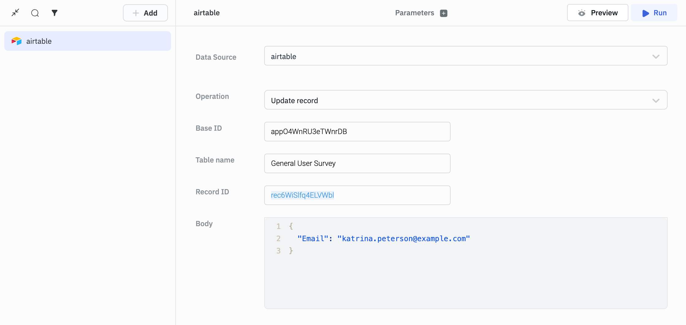 Airtable Update Record Query