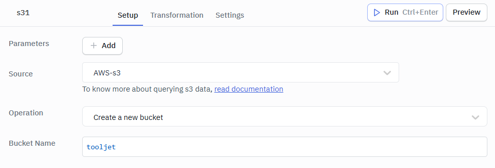 Create a new bucket - S3 operation