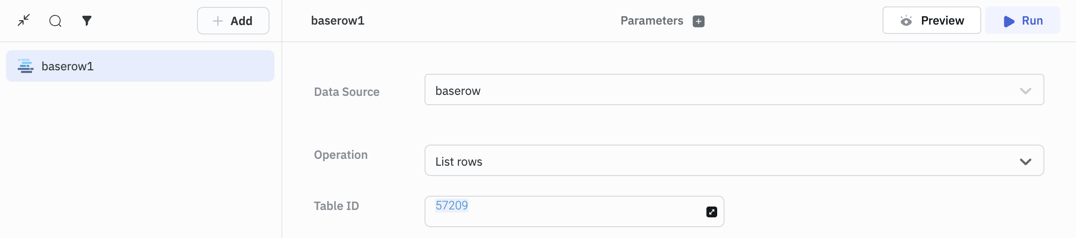 Baserow list