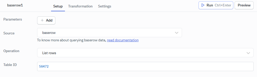Baserow list rows