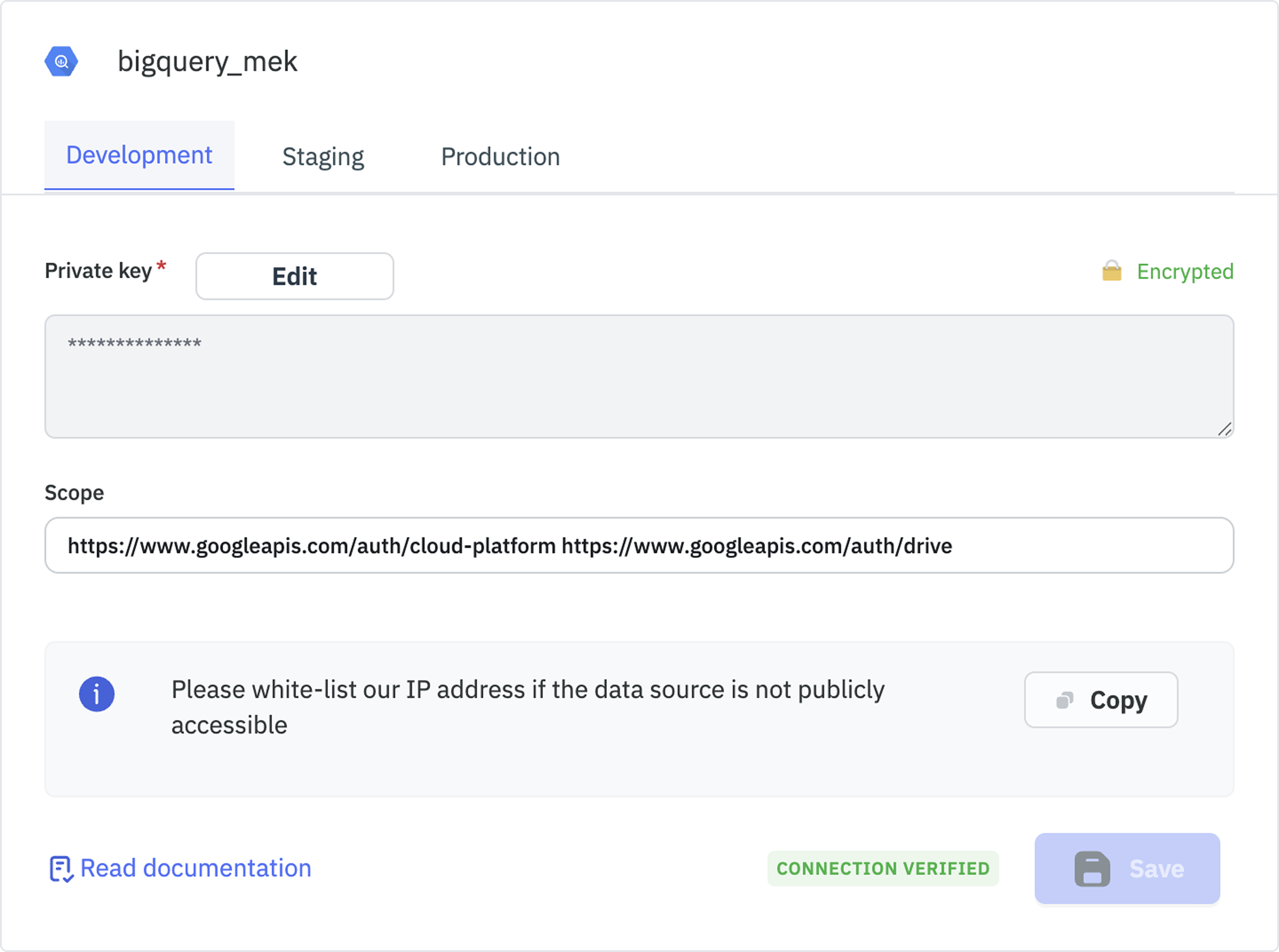 Adding Bigquery Connection