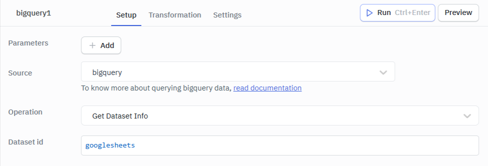 BQ get dataset info
