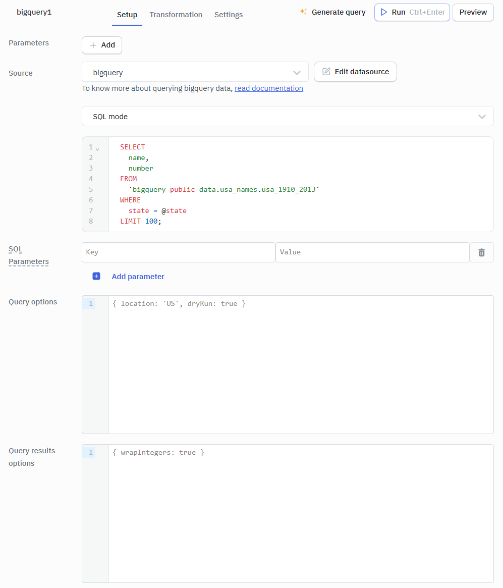 Bigquery sql mode