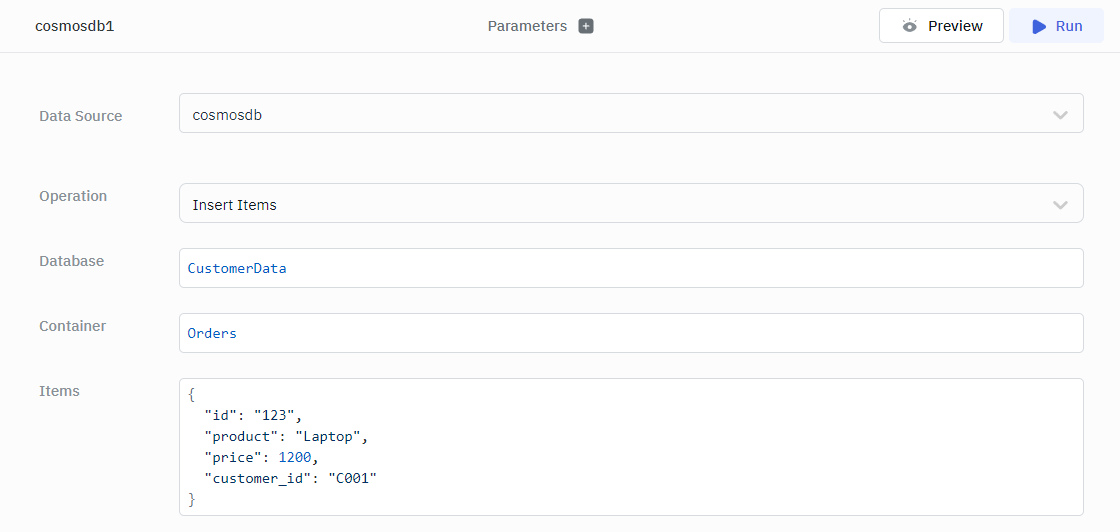 ToolJet - Data source - CosmosDB