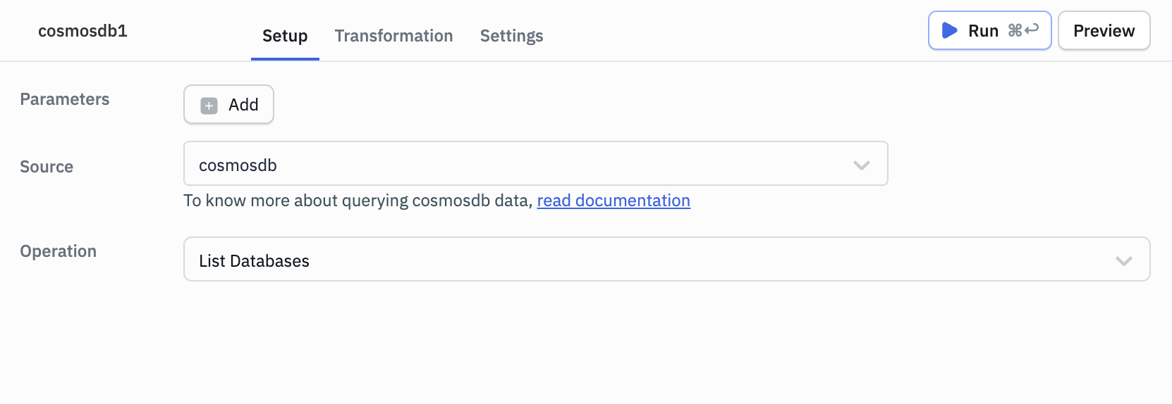 ToolJet - Data source - CosmosDB