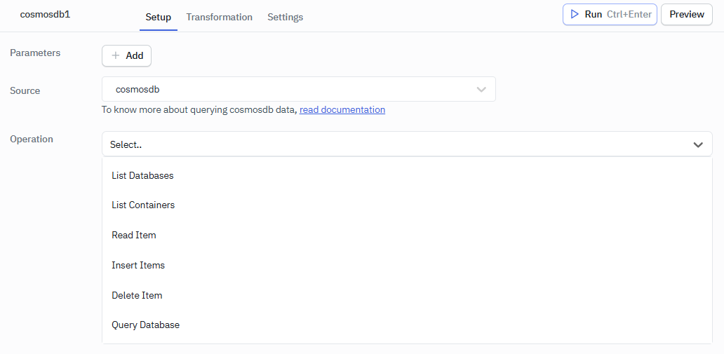 Supported operations - CosmosDB