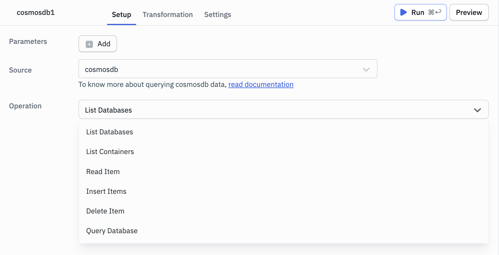 ToolJet - Data source - CosmosDB