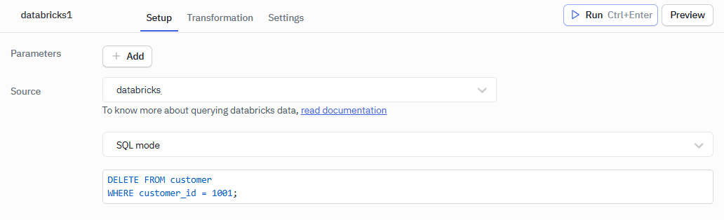 Databricks: Delete Data Query