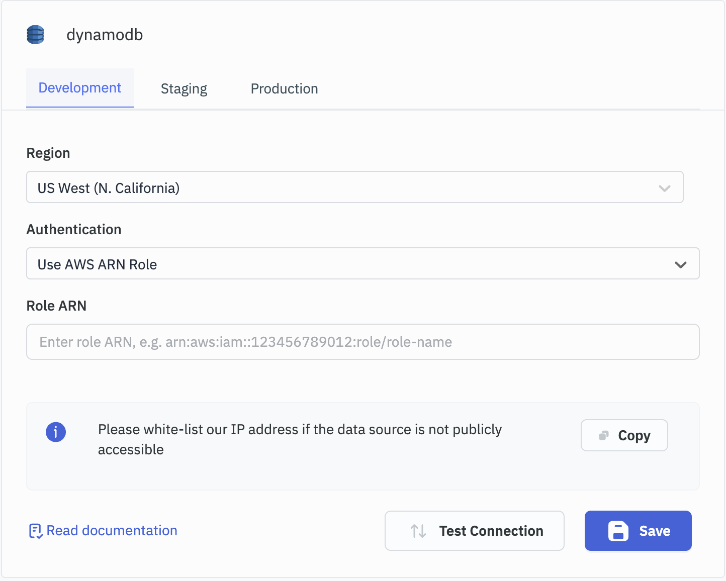 ToolJet - DynamoDB connection