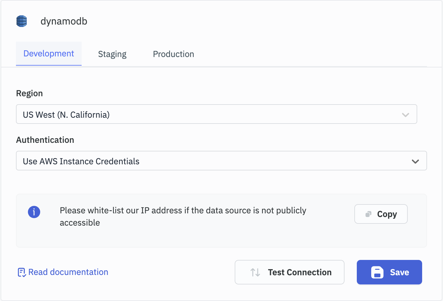 ToolJet - DynamoDB connection