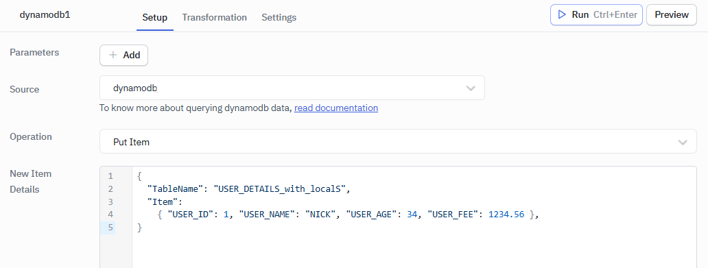 ToolJet - DynamoDB operations