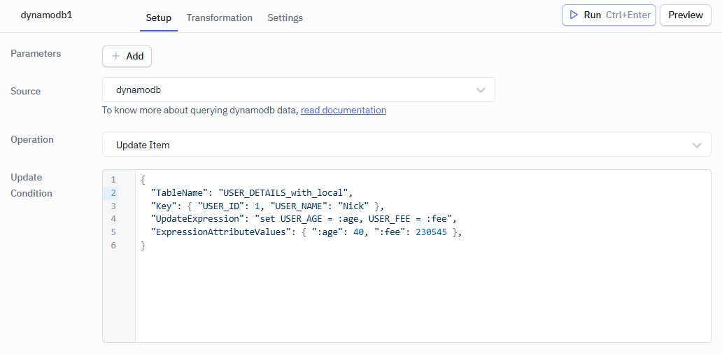 ToolJet - DynamoDB operations