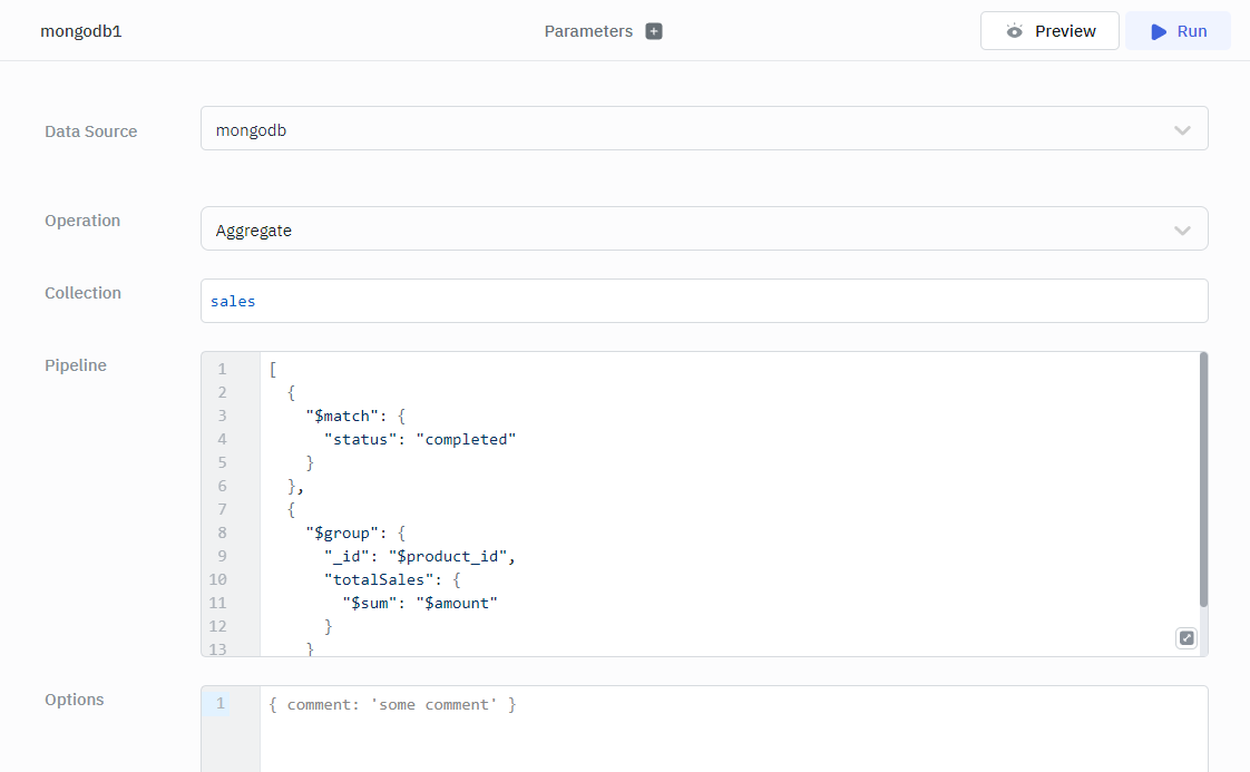 ToolJet - Mongo DB Aggregate