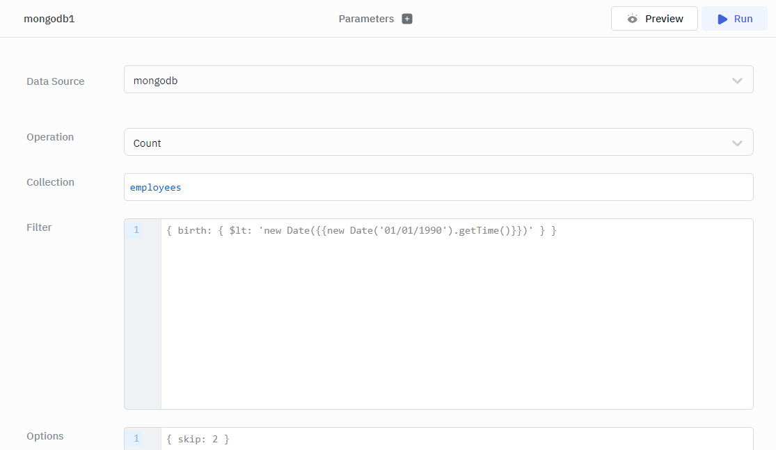 ToolJet - Mongo DB Count