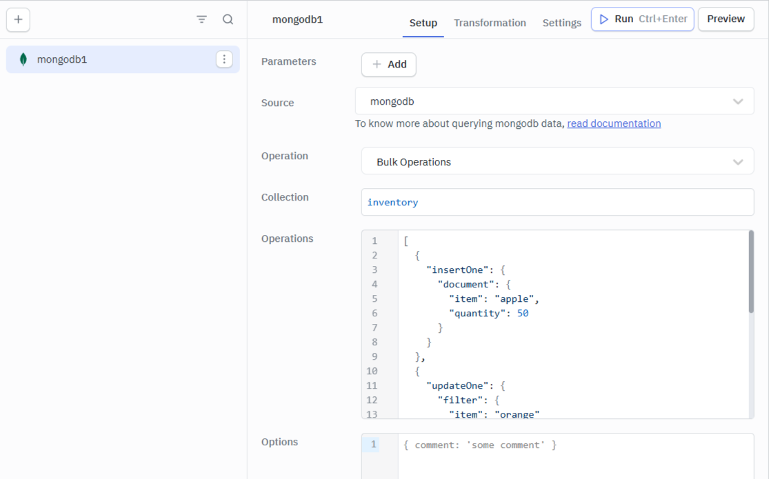 ToolJet - Mongo DB Bulk Operations
