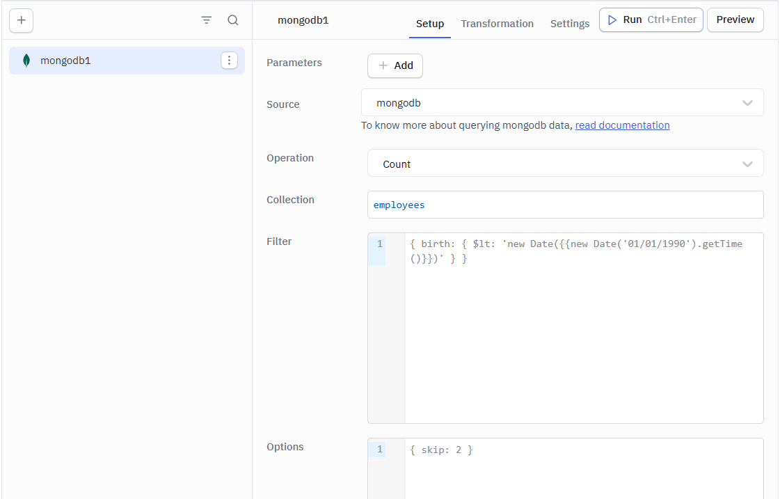 ToolJet - Mongo DB Count