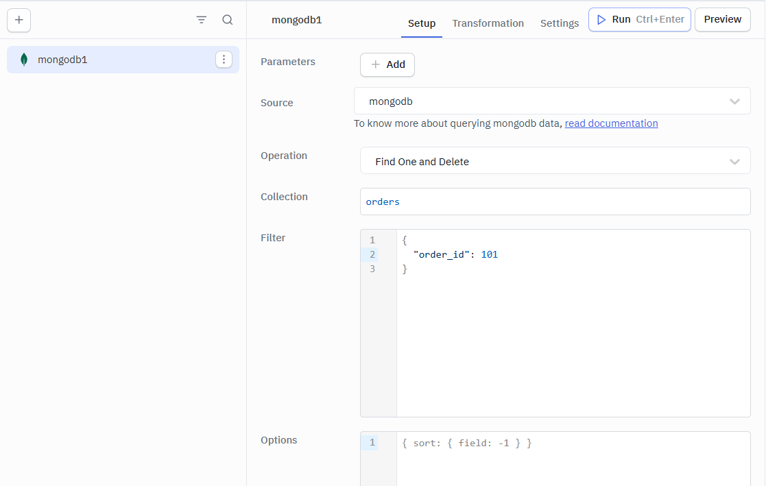 ToolJet - Mongo DB Find One and Delete