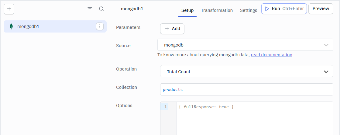 ToolJet - Mongo DB Total Count