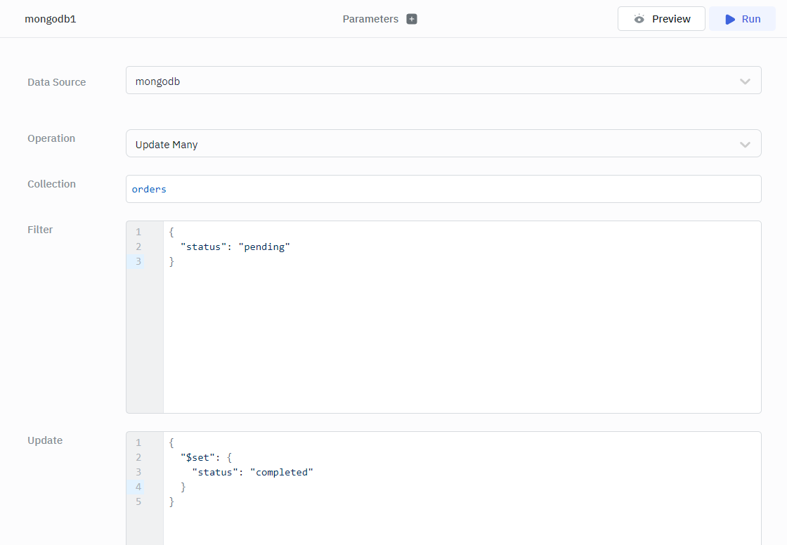 ToolJet - Mongo DB Update Many