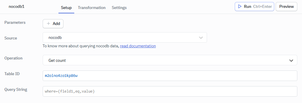 NocoDB Get Count