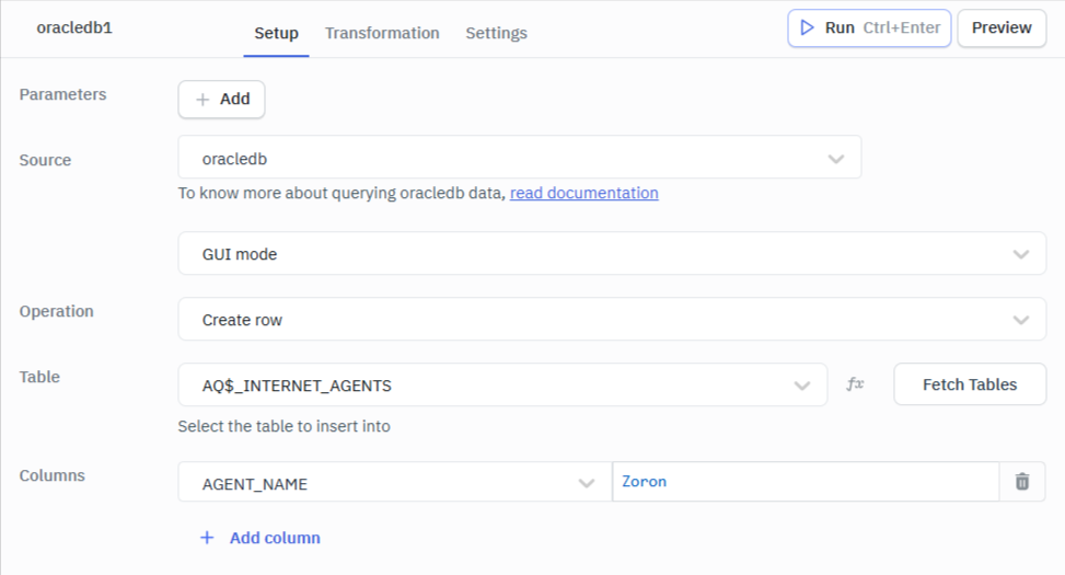 Create rows GUI