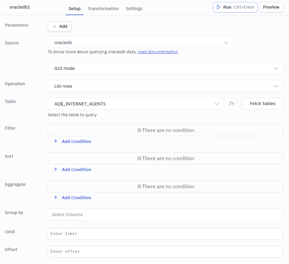 list rows GUI