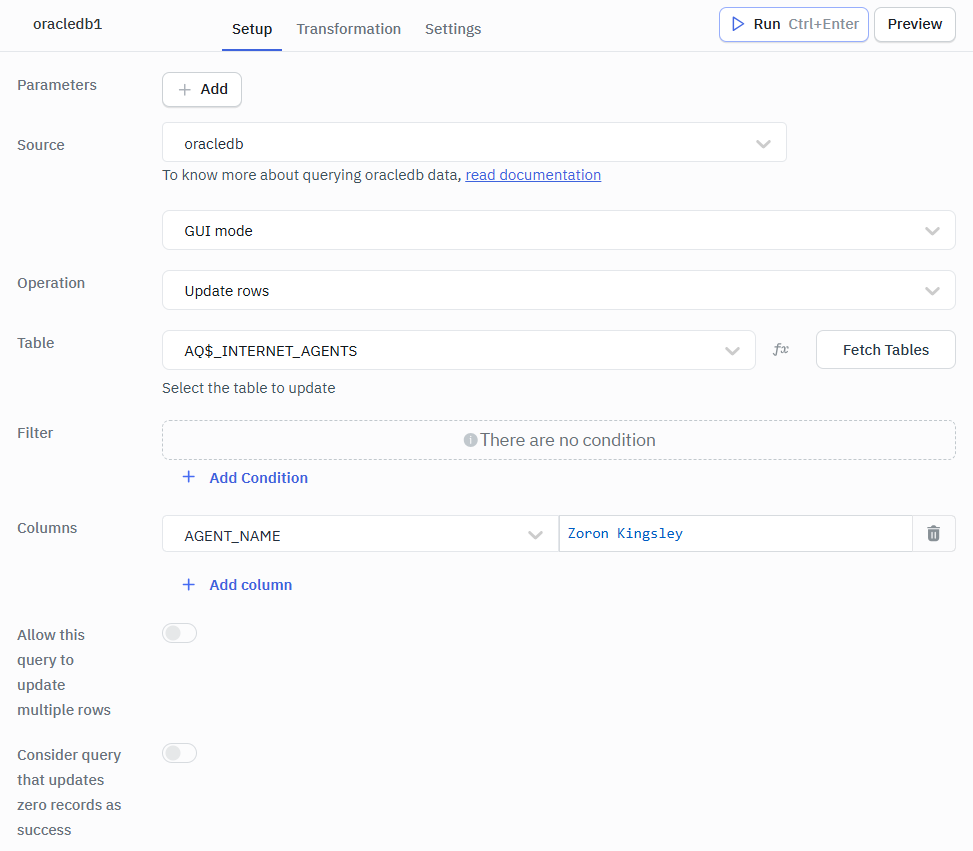 Update Rows GUI
