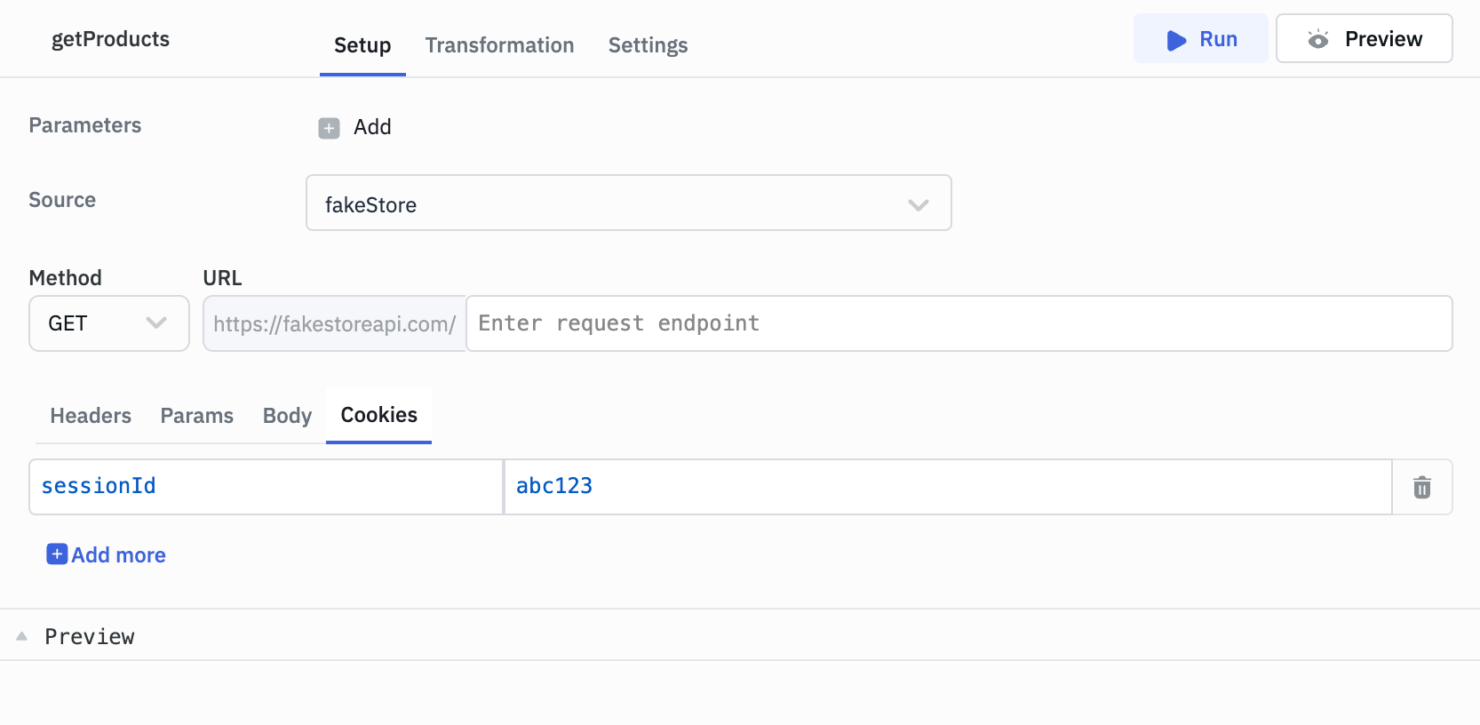 ToolJet - Query Builder - REST API Cookies