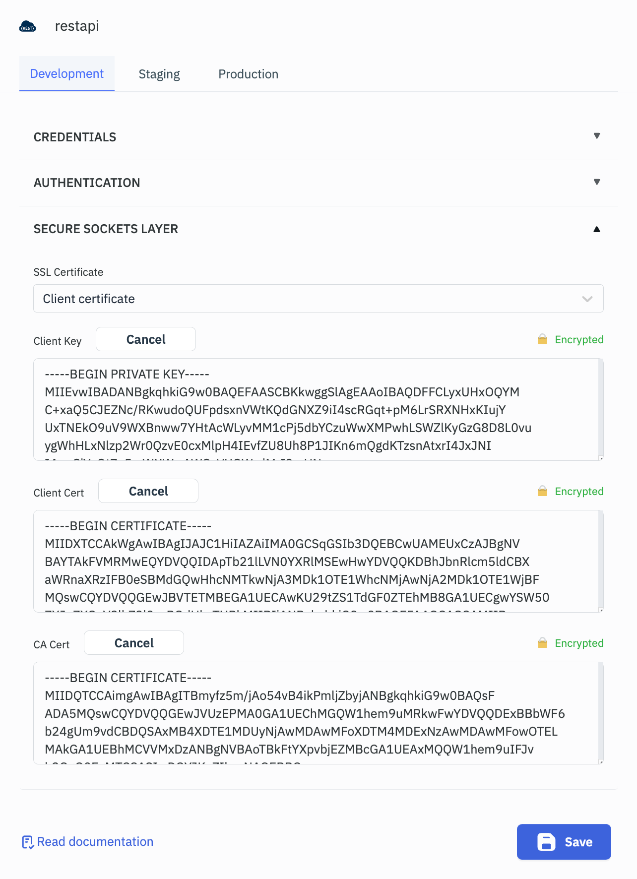 REST API - SSL Certificate