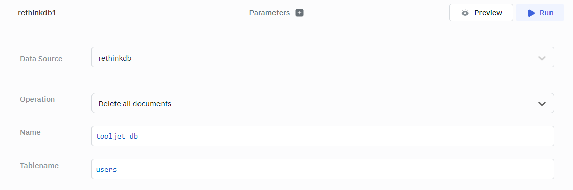 RethinkDB Create Database Operation