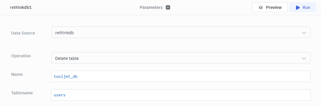 RethinkDB Create Database Operation