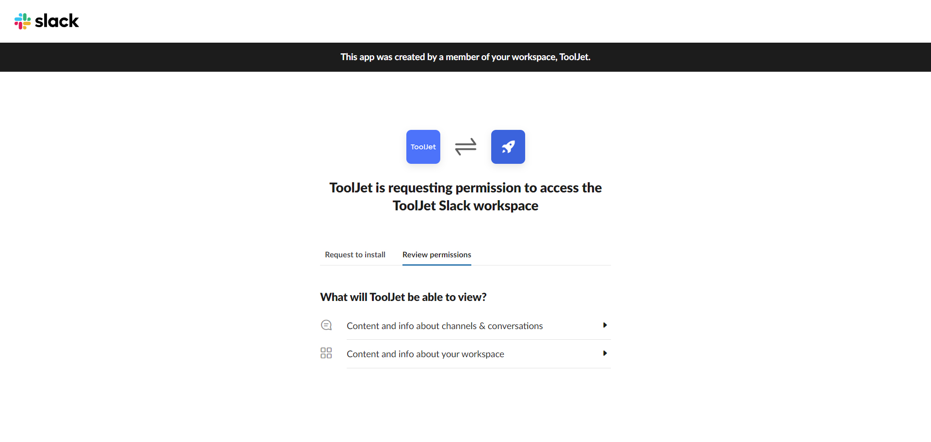 Slack datasource: ToolJet