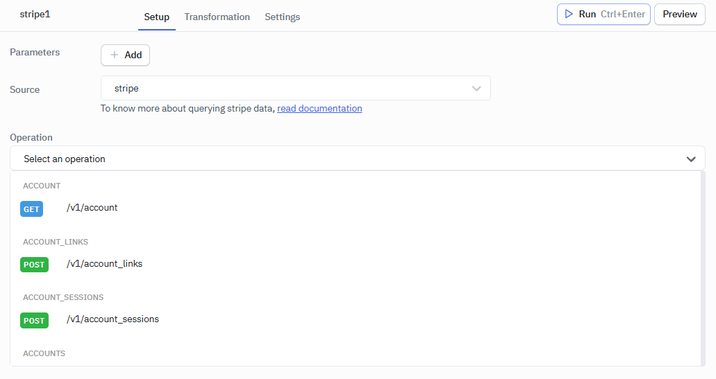 Stripe supported operations