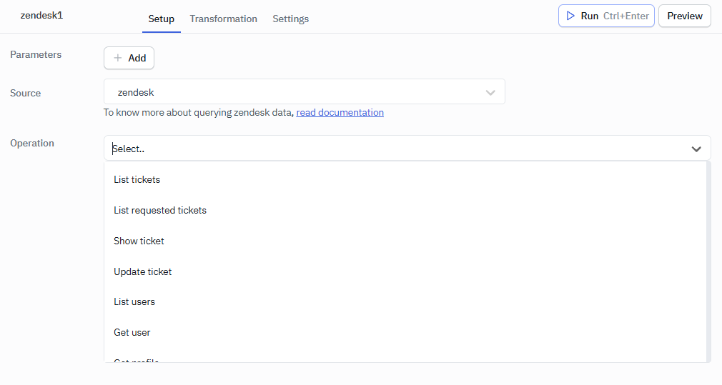 Zendesk supported operations