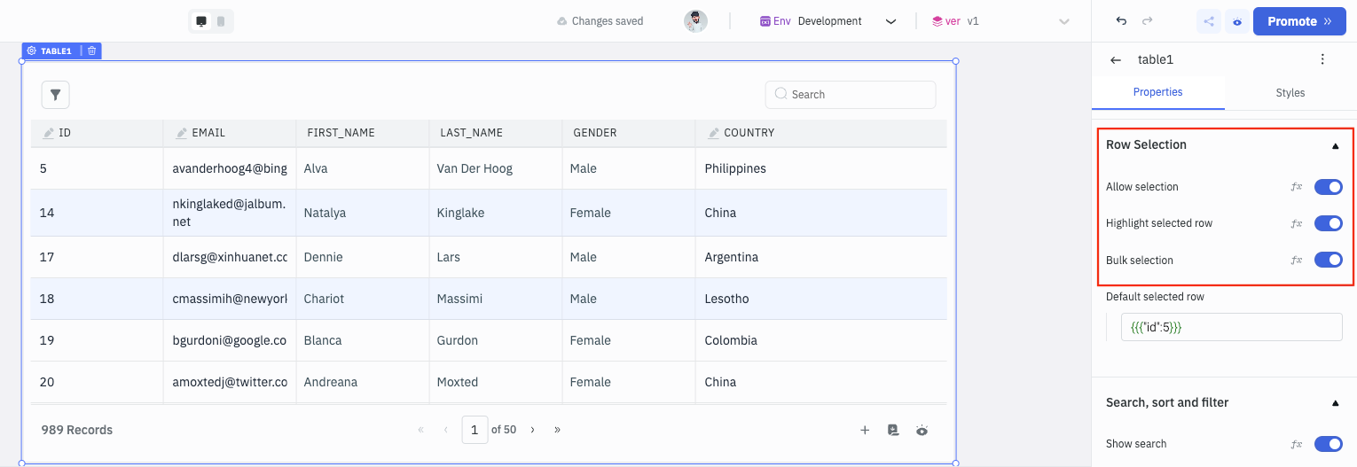 Multiple Row Selection