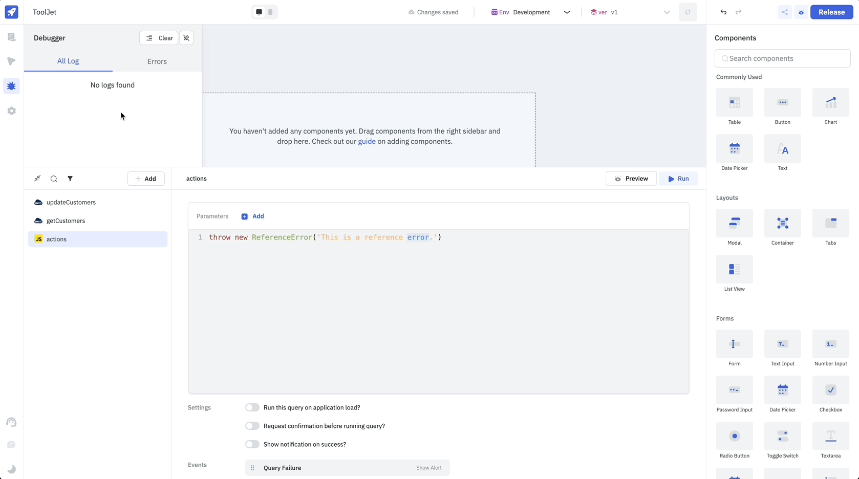 reate a new RunJS query