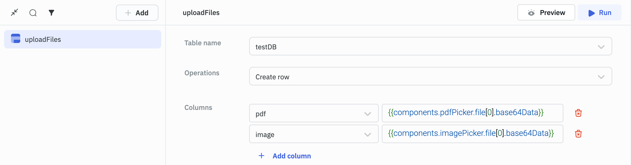 Add Files Query