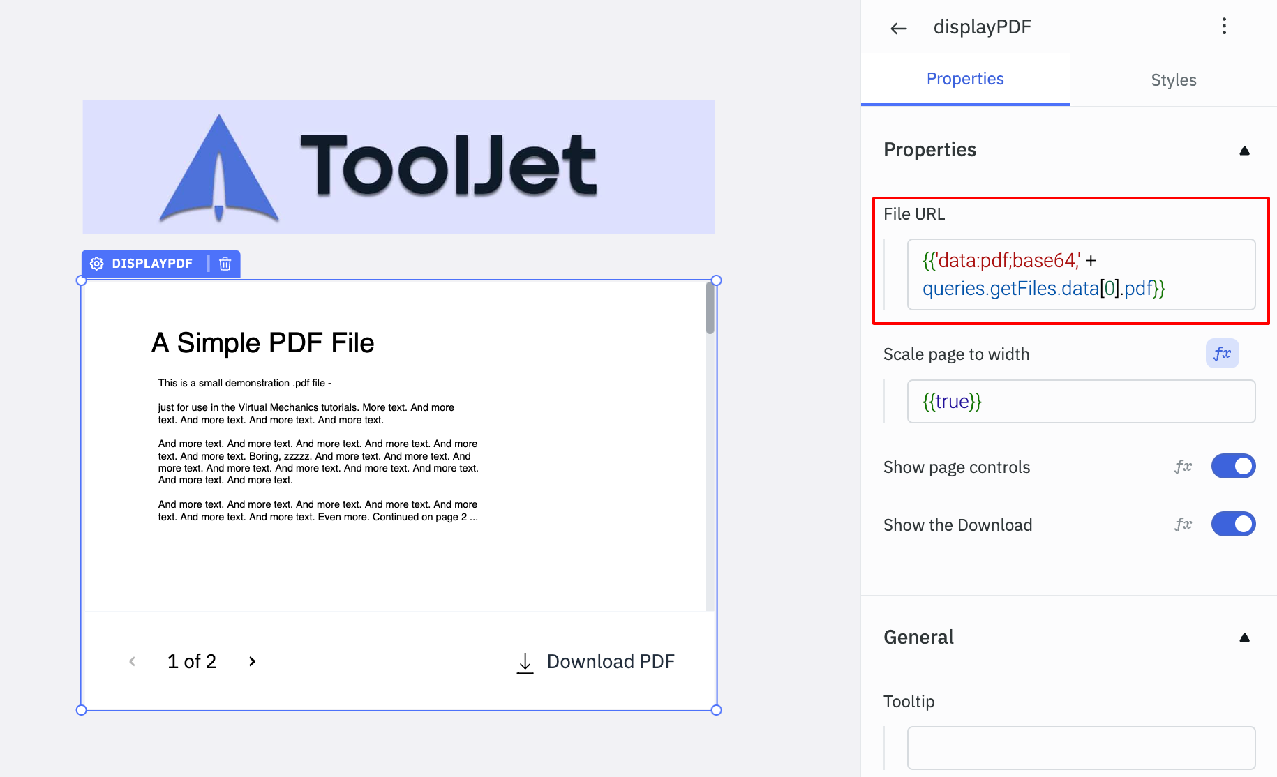 PDF Component With File URL