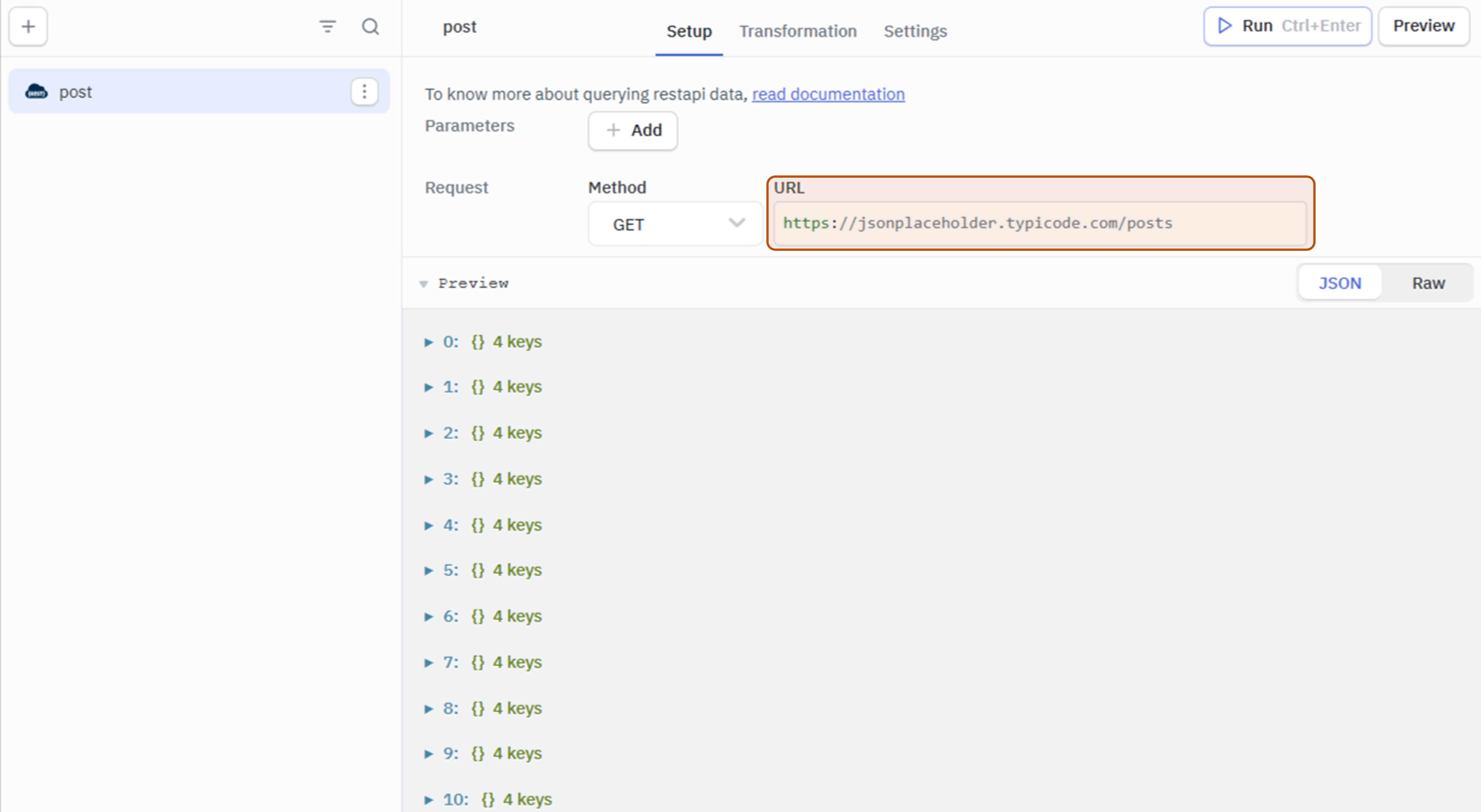 ret api query with url