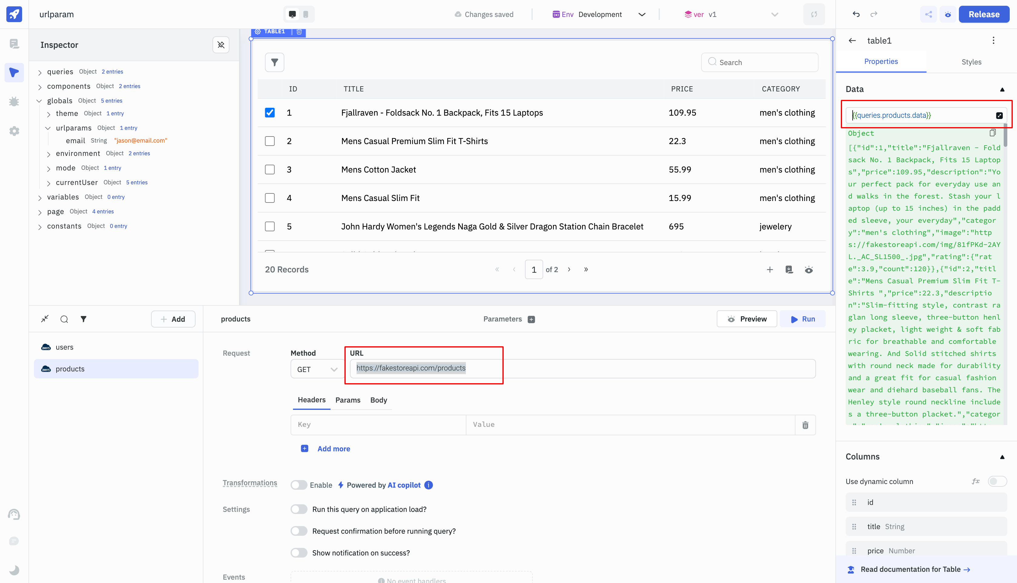 Use URL Parameters on page load