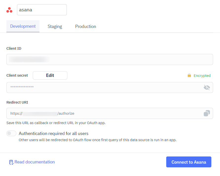 Asana plugin connection